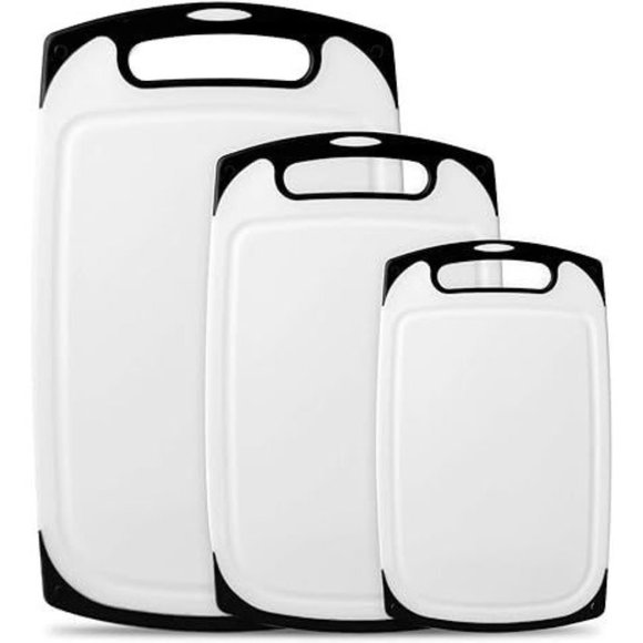 Set of 4 Thick Plastic Cutting Boards No Drip No Slip Dishwasher Safe Chopping - Picture 2 of 6